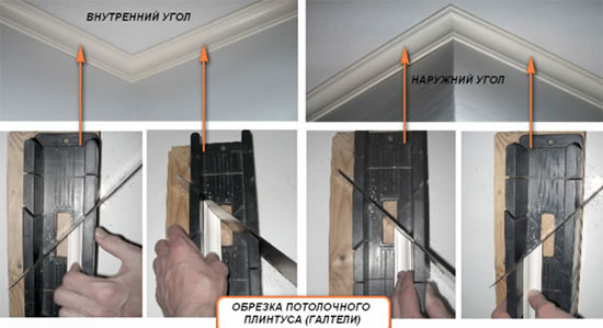 наклеивание потолочных плинтусов технология