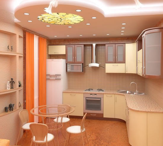 дизайн потолков для кухни из гипсокартона варианты
